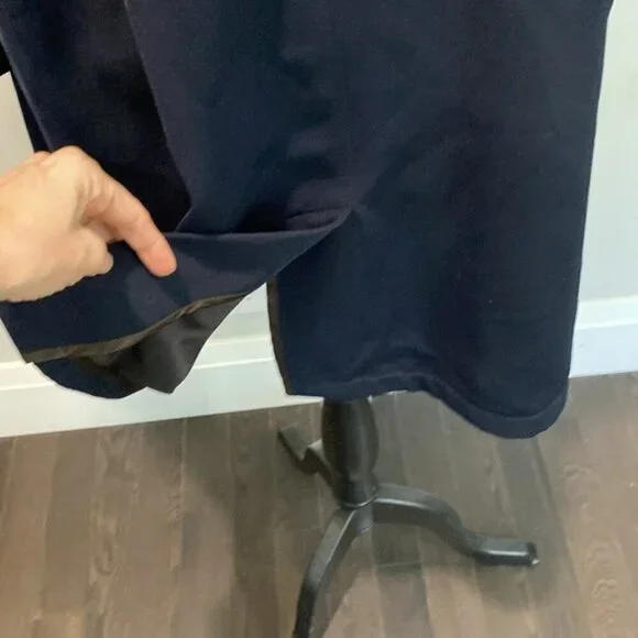 Hilary Radley Navy Blue Maxi Trench Coat Size 12 Snap Closure, - Picture 10 of 15